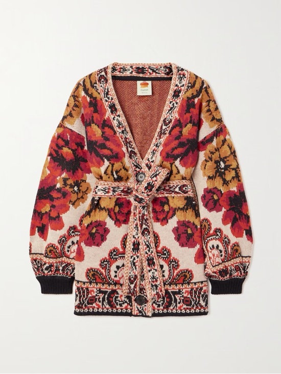 FARM Rio Sweaters - FARM RIO
Belted jacquard-knit cardigan